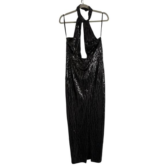 Michael Costello x REVOLVE Rick Sequin Gown Halter Gala Formal Witchy Prom Sz L - Picture 4 of 12